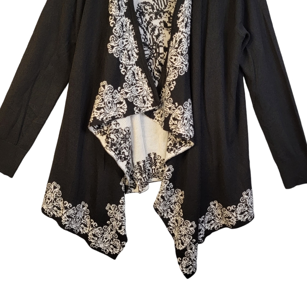 Napa Valley Black & White Light Weight Sweater Wrap Shawl Shrug Long Sleeves S - Picture 2 of 15